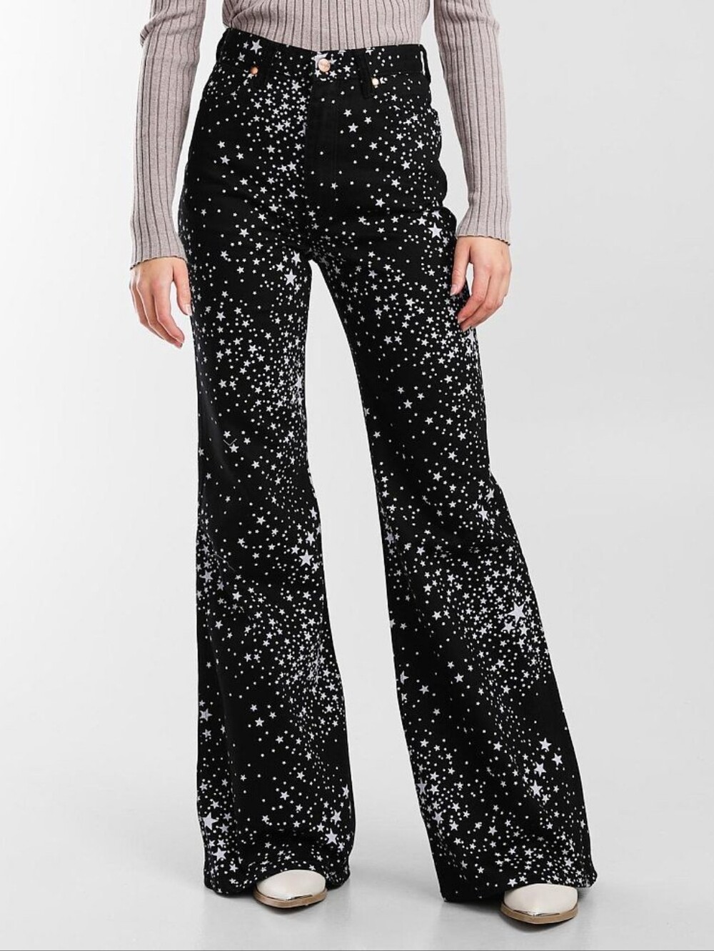 Wrangler | Black Wanderer High Rise Flare Pant In Star Struck Size 29 - Picture 1 of 13